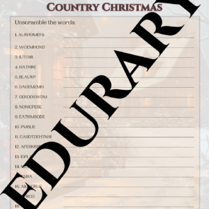 Old Fashioned Country Christmas Word Scramble (with Answer Key)