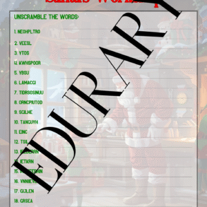Santa's Workshop Word Scramble (with Answer Key)