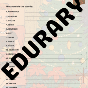 Classic 1950s Christmas Word Scramble (with Answer Key)