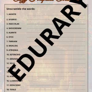 Cozy Fireplace Christmas Word Scramble (with Answer Key)